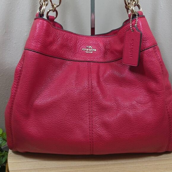 Coach Lexy Pebbled Leather Shoulder Bag - Matching Wallet + Checkbook Cover Incl - Picture 3 of 16